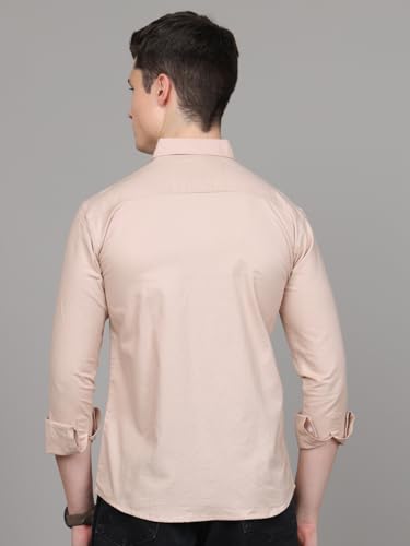 Image of Majestic Man Classic Slim Fit Solid Cotton Casual Shirt with Button-Down Collar
