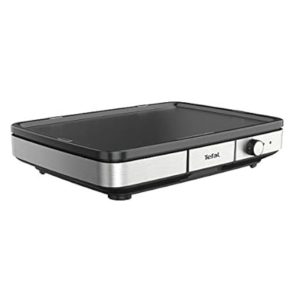Tefal Maxi Plancha Elektro-Tischgrill CB690D, Extra groß, Antihaft Teppanyaki Platte, Leichte Reinigung, Innen und außen nutzbar, Inkl. abnehmbarem Windschutz + Spatel, 2300W, Schwarz/Silber – Bild 4