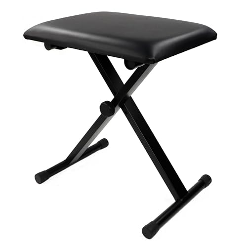 Lumirio Piano Keyboard Bench, X-Style Adjustable Piano Stool Chair, Padded Cushion Piano Folding Bench, 16.1”-19.5” Adjustable Height, 15.7”x11.8” Bench Cushion High-Rebound Foam Non-Slip