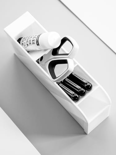 Image of Kinbor Vertical Desk Organizer Pen Stand with Multi Compartments - Space-Saving Office Stationery Holder for Pens, Markers & Accessories |White Pen Stand