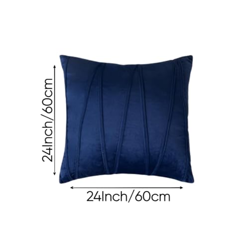 Image of Amazon Brand - Umi Decorative Striped Throw Pillow Covers 24 X 24 Inch,Soft Solid Velvet Pillow Covers Cushion Case with Zigzag Pattern for Sofa Bedroom 60 X 60 Cm (Pack of 2) Blue