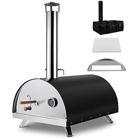 CHANGE MOORE 12 Inch Outdoor Pizza Oven Wood Fired with Insulated Lining, Portable Wood Pellet Pizza Oven with Cover, Pizza Stone, and Thermometer Cover
