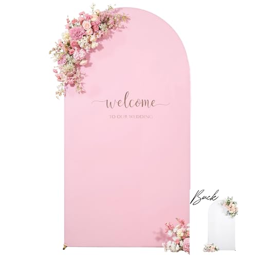 Housse arche backdrop blanc rose 7.2 pi mariage baby shower spandex