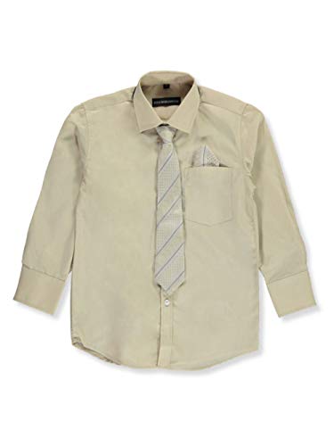 Kids World Boys' Dress Shirt & Tie (Patterns May Vary) - Champagne, 103