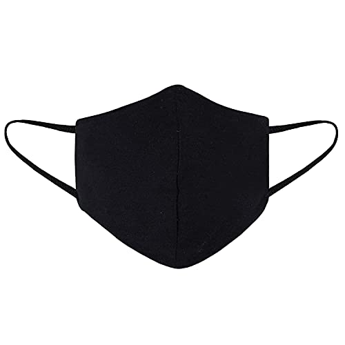 Image of Black Cotton Face Mask Reusable: Super Soft Washable Cover for Protection against Dust and Airborne Particles for Men /Women /Unisex Adults.