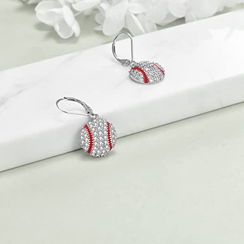 YFN Sports Jewelry Earrings 925 Sterling Silver Baseball Softball Basketball Rugby Football Tennis Volleyball Earrings for Women and Sports Fans Gifts2