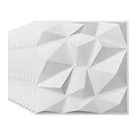 Anttyscar 3D Wall Panels Diamond Design for Interior Wall Decor for Home and Office, 3D Textured Wall Panels in White, PVC, Pack of 10 Tiles, 30x30cm