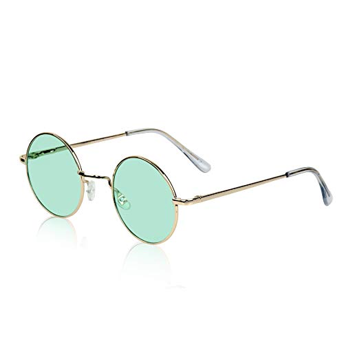 Image of Retro Round Sunglasses Small Colored Lens Hippie Glasses