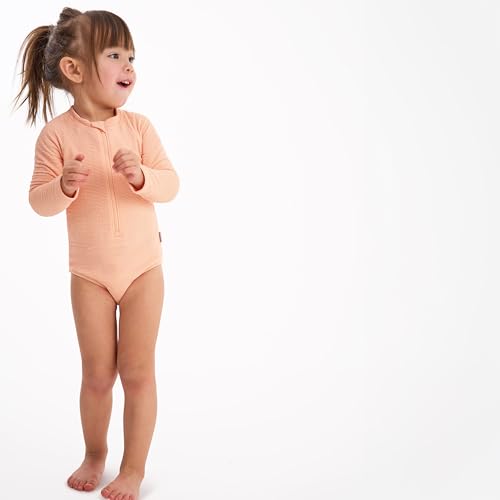 Gerber Baby and Toddler Girls Long Sleeve Swimsuit, Peach, 3T - image 2