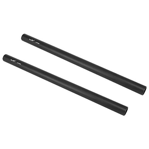 Haoge VA-PR25B 25cm (9.8 Inch) Long Aluminum Alloy Rod 15mm Rods with M12 Thread for Camera Rail Support System Rig Shoulder Pads Monitor Mount Rod Clamp Base Mattebox Follow Focus Black, Pack of 2