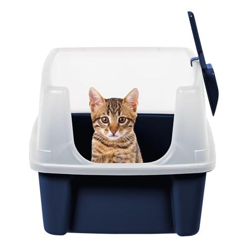 Arenero para gato alto abierto con pala, color navy