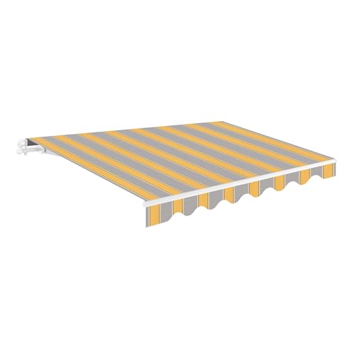 Toldo Retráctil Exterior 400x250cm Gris y Amarillo Poliéster – Lona Protección Solar UV - Estructura de Aluminio – Inclinación Regulable – Manivela Incluida – Manual Enrollable Terraza Jardín