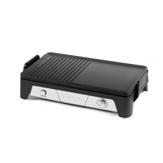 Riviera-et-Bar Plancha-Gril Cook & Serve Noir Moderne Aluminium 50 x 30 cm 6 Niveaux de Température 2040 W 2 Ans de Garantie
