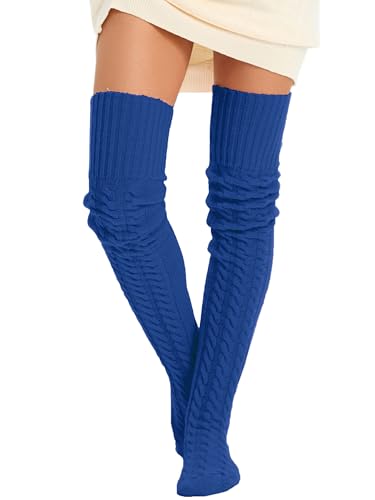 Image of Women's Thigh High Knitted Winter Boot Socks Vintage Extra Long Leg Warmer Over Knee High Stockings