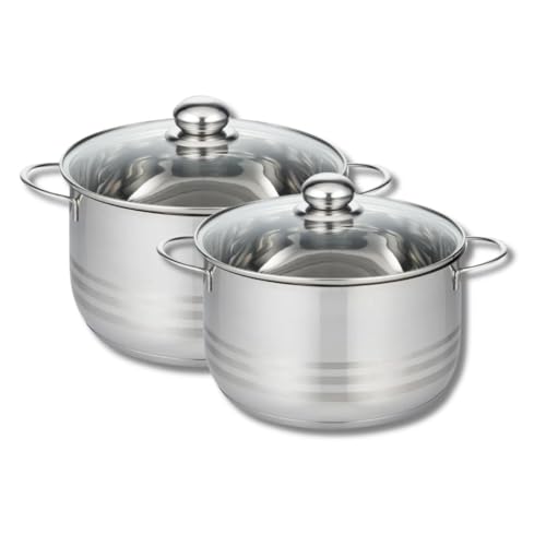 Elo Lot de 2 faitouts inox avec couvercles en verre 20 et 24 cm induction