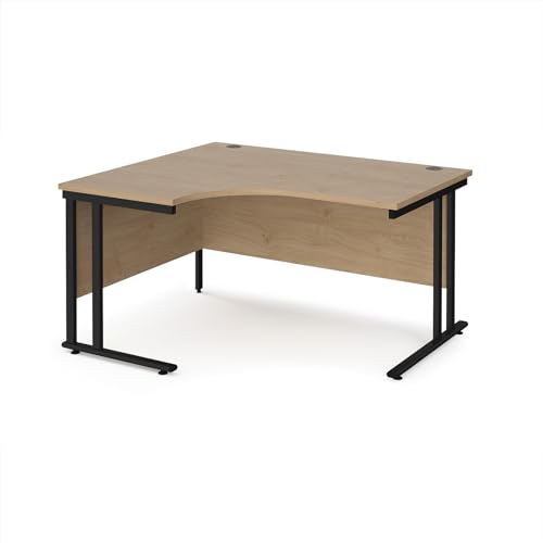 Image of Mr Office Maestro 25 left hand ergonomic desk - black cantilever leg, Kendal Oak, 1400