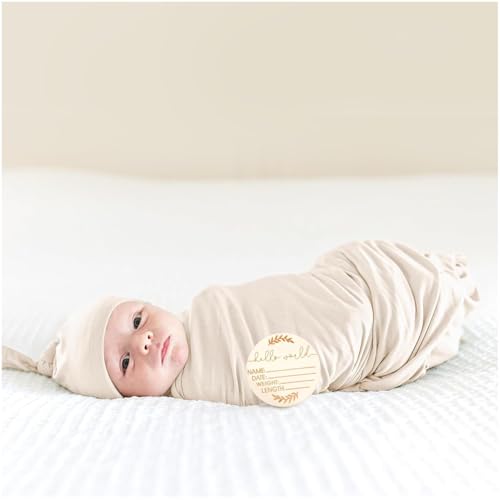 Image of Newborn Receiving Nursery Blanket Baby Swaddle Wrap with Hat Sets