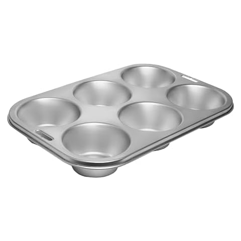 Fox Run Stainless Steel Extra Large Muffin and Cupcake Pan, 6 Cup Cover