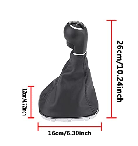 Car Passion Cuffia Leva Cambio Manuale + Pomello + Ghiera Telaio Cromato Compatibile con Opel Corsa D Cuciture Nere 5 Marce Set Completo Ricambio Auto