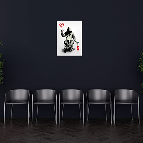 Uniya Banksy Poker Cards Hearts Ace Artwork For Living Room Wall Art Framed Poster And Print Abstract Canvas Painting For Bedroom Office Wall Decor (12X16Inch, Banksy Poker Cards Hearts Ace) #TOP5