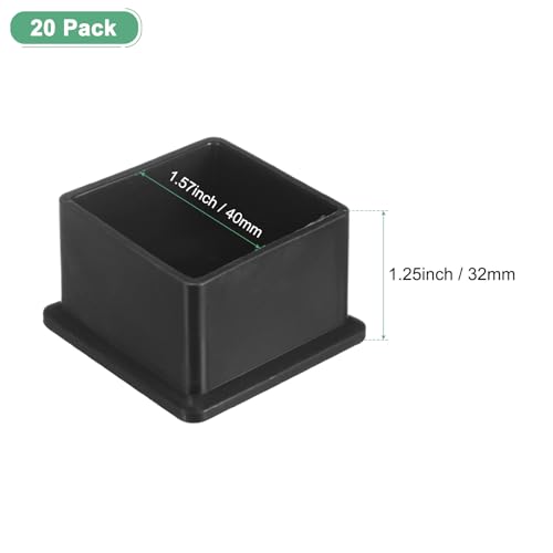 Image of M METERXITY 20-Pack Square Chair Leg Caps, 1.57 inch (40mm) PVC Chair Leg Floor Protectors for Chairs /Table /Bed, Furniture Feet Covers Cups Non-Slip End Tips