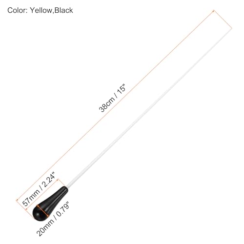 PATIKIL 38cm/15Inch Music Conductor Baton,2Pcs Orchestra Baton Resin Handle for Singing Leader Music Director Yellow,Black - Image 2