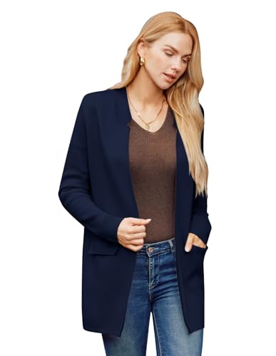 GRACE KARIN Women's 2025 Long Sleeve Knit Cardigan Coat Open Front Notch Collar Sweater Blazer Coatigan Jackets3