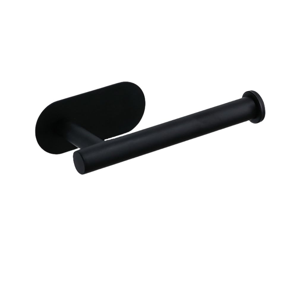 Portarrollos de papel higiénico adhesivo de acero inoxidable – Toallero de cocina montado en la pared y dispensador de servilletas negro – Organizador de pañuelos que ahorra espacio para baño y cocina