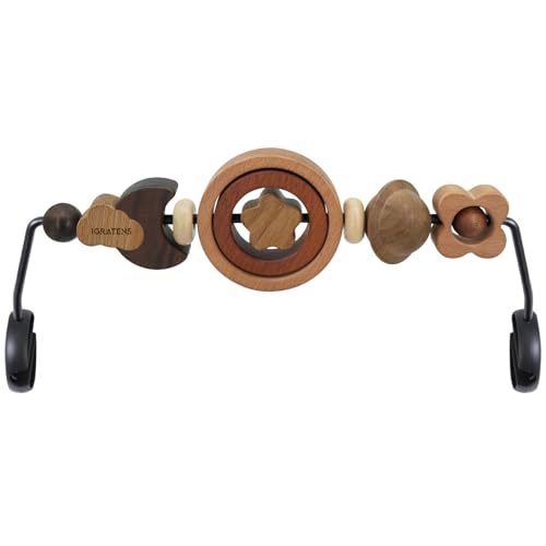 Image of iGRATENS Baby Bjorn Bouncer Toy Bar - Toy Bar for Baby Bouncer Soft & Bliss, Easy to Attach and Remove, 360°Rotating Natural Wooden Toys, Exciting Design for Curious Babies, Circular Natural Wood