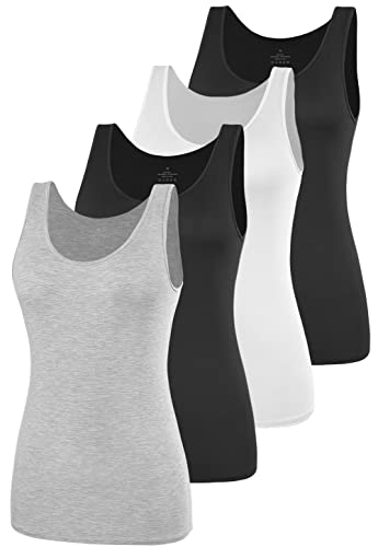 Image of AMVELOP Elastic Tank Tops for Women Undershirts Pack of 4 Slim-Fit