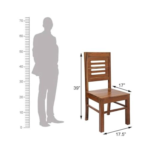Image of Genuine Decor Solid Sheesham Wood Dining Chairs Set of 2 | Wooden Chairs for Dining Table, Living Room & Home Furniture - Natural Finish
