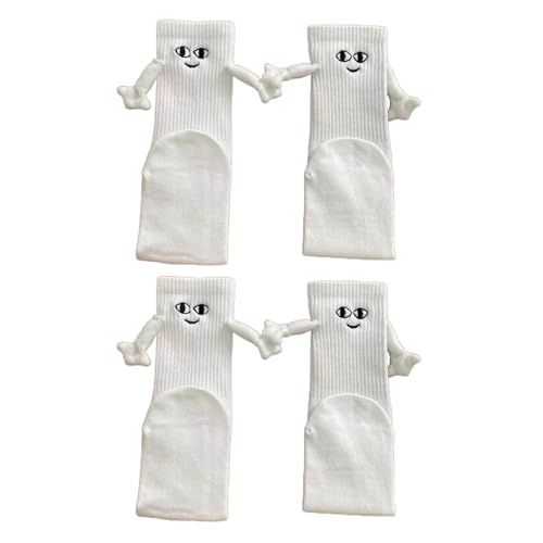 Sumshy 2 Paar Weiß Magnetische Hand in Hand Socken, Lustige 3D,...