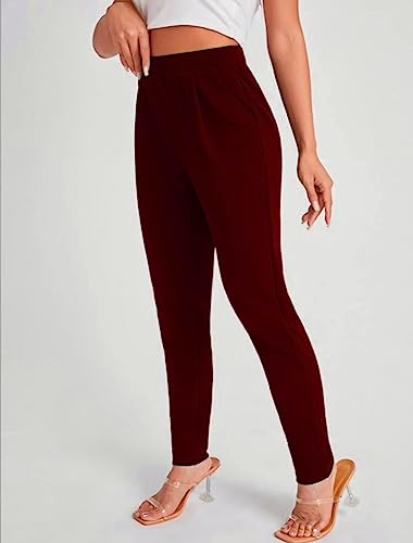 Image of Dream Beauty Fashion Women's High Waist Regular Fit Trouser, Elastic Staright Pants, for Casual Office Work wear (Virat)