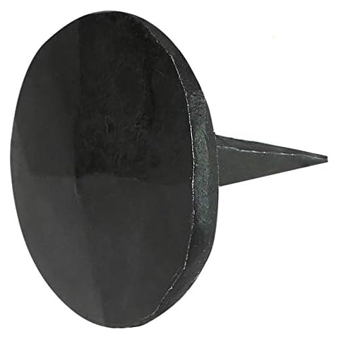 (Set of 6) 3/4 x 1 Inch (Approx.) Round Pyramid Decorative Iron Nails/Clavos, Natural Black Iron Finish Cover
