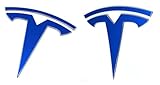 Custom Cut Graphics Logo Decal Overlay Stickers Compatible with Tesla Model Y (2020 to 2025), Standard Wrap, 2-pc Set (Gloss Blue)