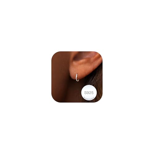 MOODEAR 925 Sterling Silver Hoop Earrings - Small Huggie Earrings for Women Hypoallergenic Nickel Free Trendy Cartilage Silver Earrings for Sensitive Ears Lightweight Everyday Jewelry Gift