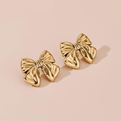 Gold Plated Bow Studs and Dangle Earrings - Silver Bow Statement Earrings Gift4