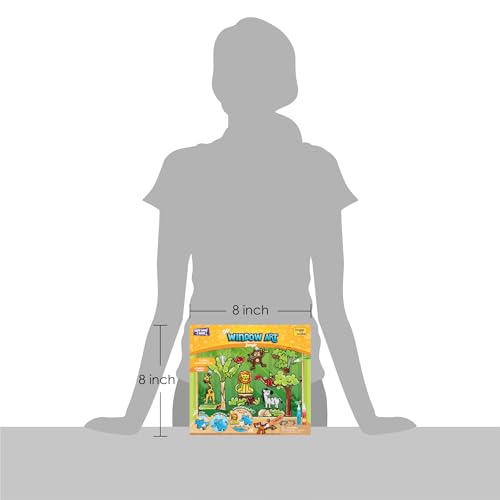 Image of Imagimake Window Art Jungle | Low Mess Suncatcher Kit | 16 Pieces Glass Painting Set | Kids Activities Ages 5-8 | DIY Craft Kit | Birthday Gift for Boys & Girls Ages 5,6,7,8,9,10,12 Years Old