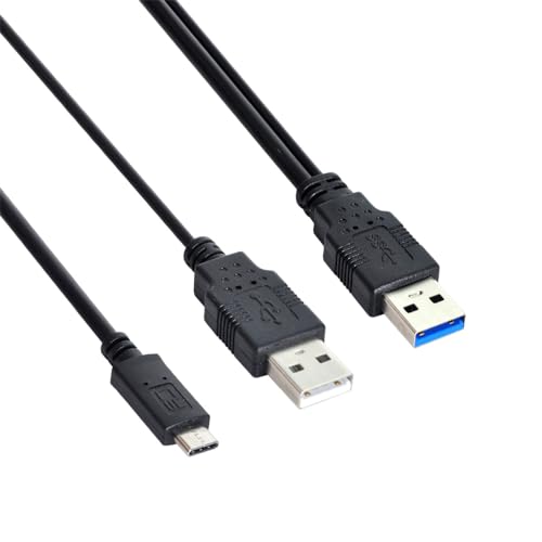 Cable USB-C tipo Y de potencia dual para laptop y disco duro miniatura 3