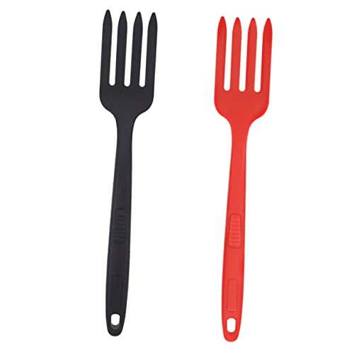 KICHOUSE 2pcs Salad Forks Silicone Dinner Forks Kitchen Food Forks Portable Salad Pasta Forks Reusable Safe for Daily Use