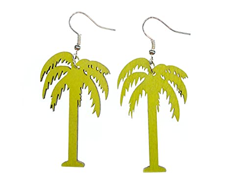 Miniblings Palme Ohrringe Holz Baum gelasert grün Tropen 45mm Palmen - Handmade Modeschmuck I Ohrhänger Ohrschmuck versilbert Cover