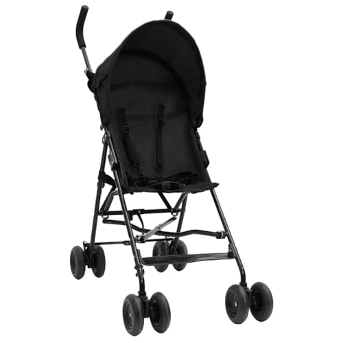vidaXL Kinderwagen Faltbar Baby Buggy Sportwagen Kinder Babywagen Reisebuggy Kinderbuggy Babyjogger Kindersportwagen Anthrazit Schwarz Stahl