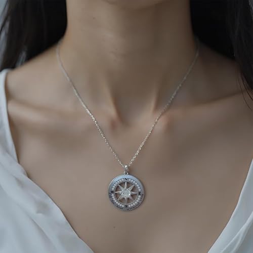 1 Carat Moissanite Compass Pendant Necklace in Sterling Silver – Engraved 'I'd Lost Without You' – Symbol of Love, Direction & Unwavering Bond2