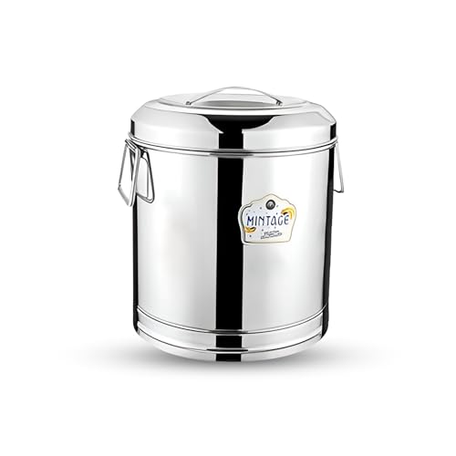 Mintage Storage Box Drum 7 Liters,10 No|Steel Dibba|Kitchen Food Storage Container|Kothi|Canisters|Dabba|Containers for Kitchen with Lid|Storage Box Drum|Rice Storage Container,Silver