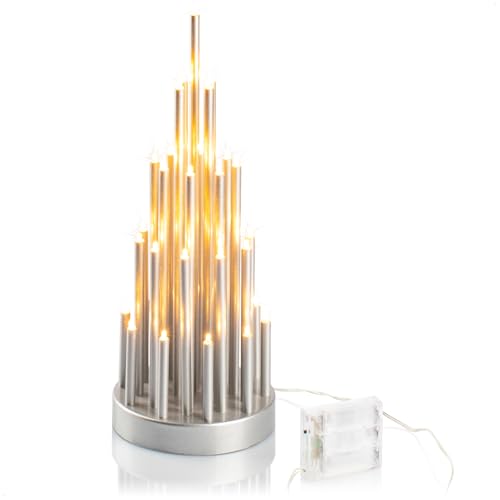 com-four® LED Stimmungsleuchter Pyramide mit 33 warm-weißen LEDs mit...