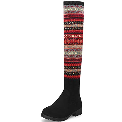 Bottes extensibles au dessus du genou pour femme grande taille hiver