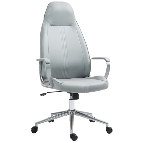 HOMCOM Chaise Bureau Fauteuil de Bureau Ergonomique avec Hauteur réglable, Fonction à Bascule, siège de Bureau à roulettes pivotantes, 68 x 65 x 119-128,5H...