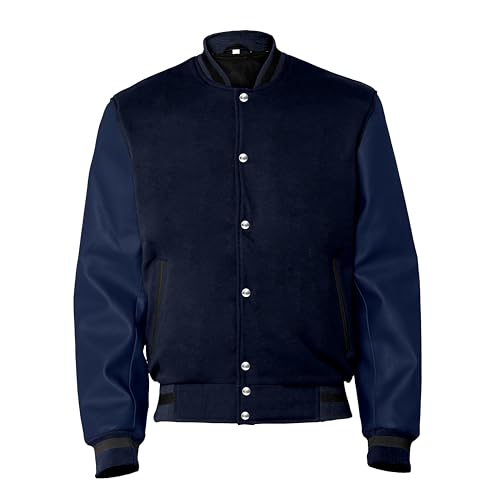 Image of Baseball Wool Letterman Varsity Faux Leather Sleeve For Men | Wool Varsity Bomber Jacket