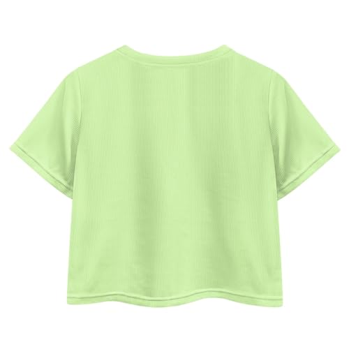 Image of Girls Crop Tops Cute Short Sleeve Shirts Fashion Tees for Kids Casual Crewneck Blouses Size 8-16 Years