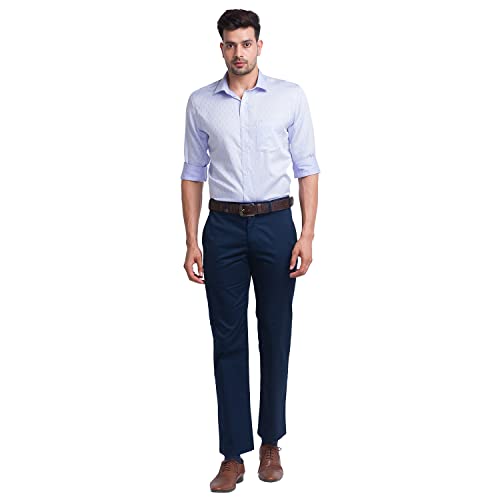 Image of Park Avenue Men's Pure Cotton Solid Pattern Super Slim Fit Flat Front Formal Chinos
